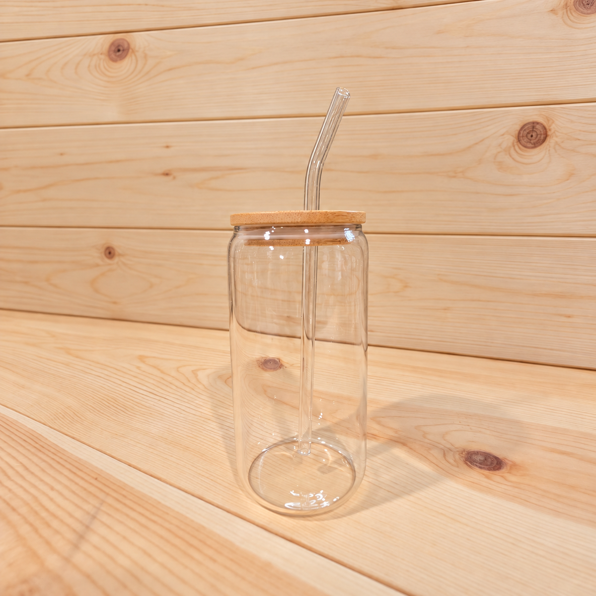 16oz. Glass Cup with Glass Straw