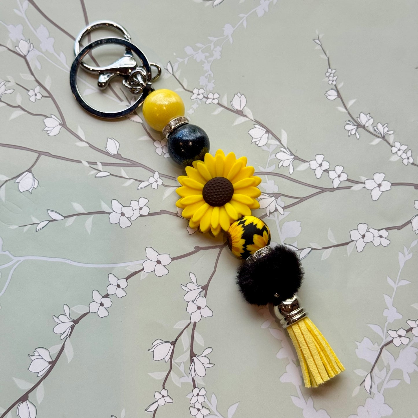 Black & Yellow Sunflower Keychain