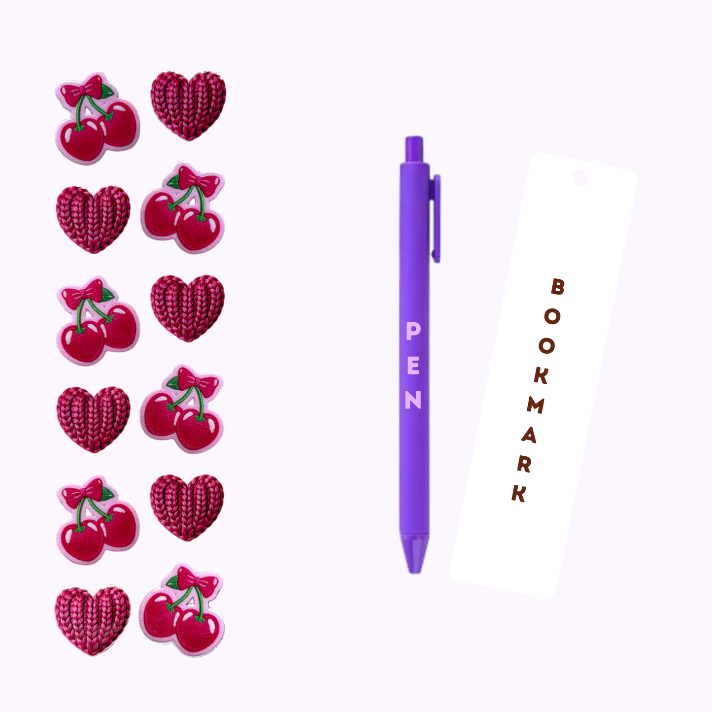 Cherries & Hearts Pen/Bookmark Wrap #37