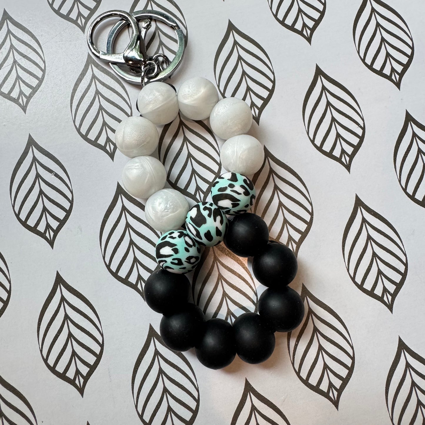 Teal Leopard Infinity Keychain