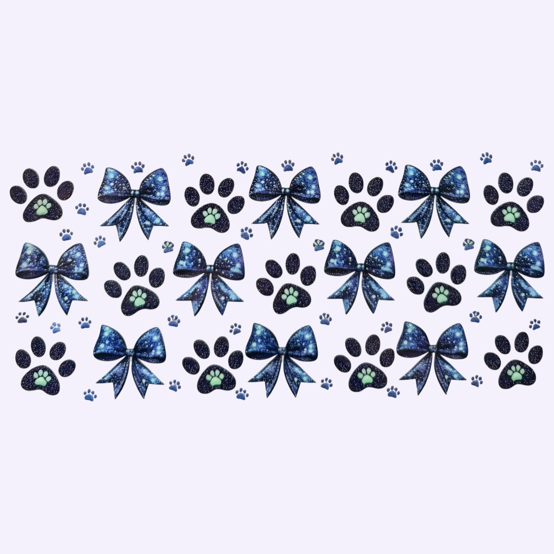 Blue Paw Prints & Bows Cup Wrap #43