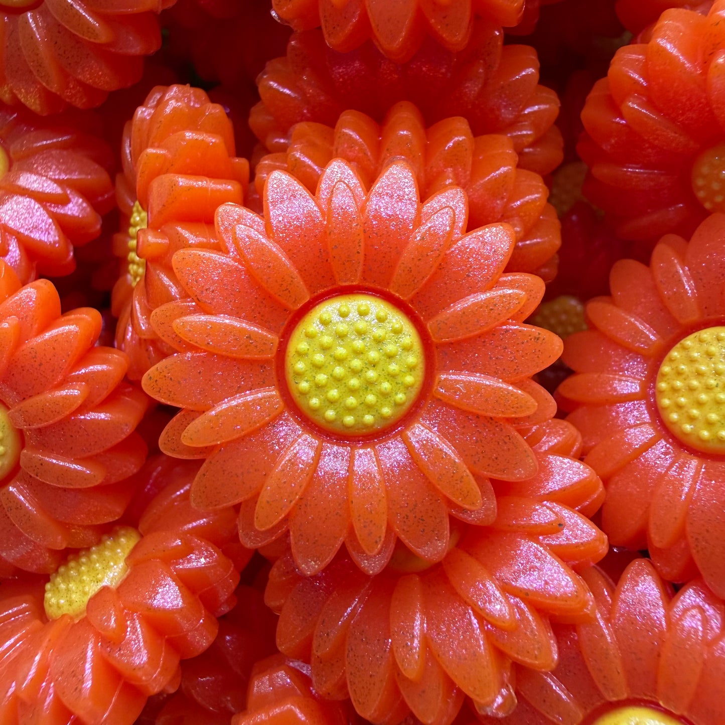 Orange Daisy “Shiny Glitter”