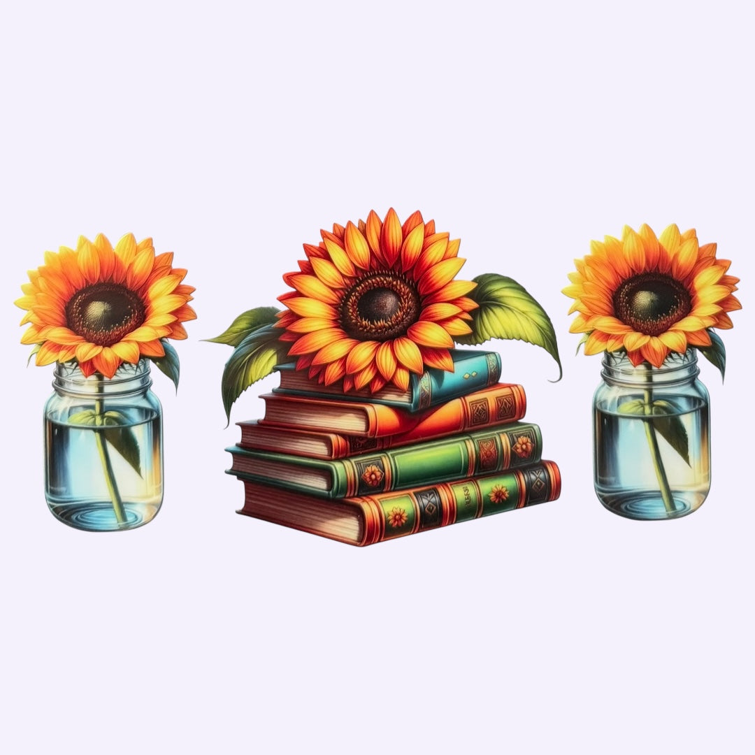 Books & Sunflowers Cup Wrap #69