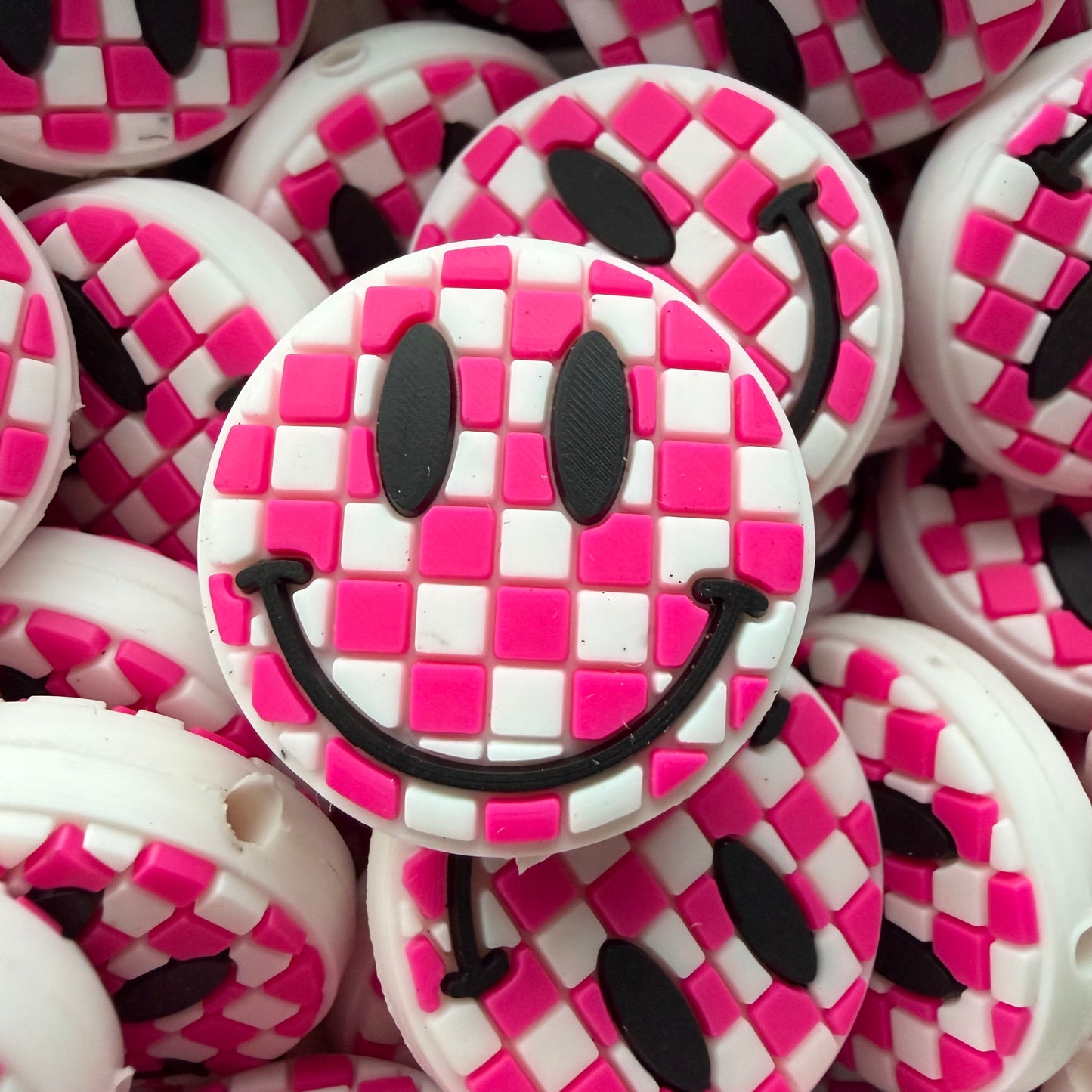 Pink Checker Smiley Face