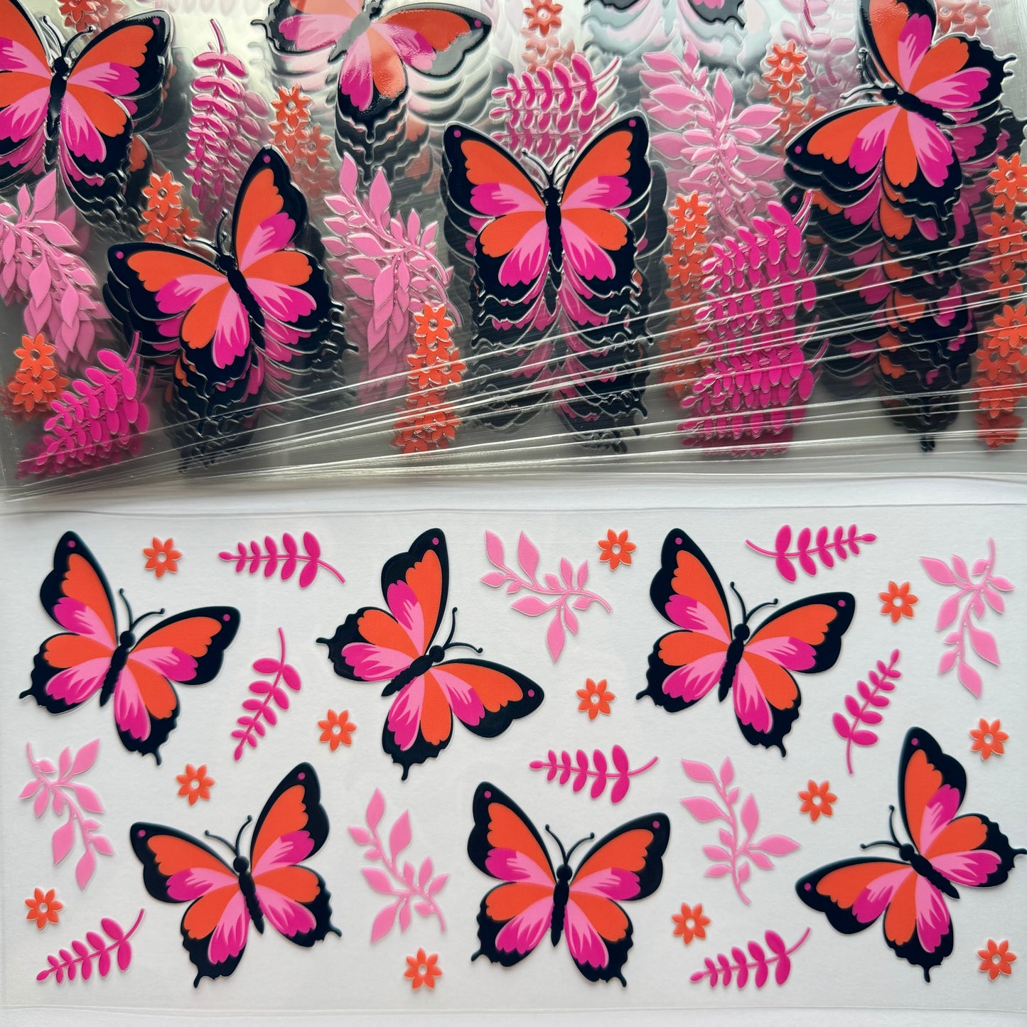 Pink & Orange Butterflies Cup Wrap #107A