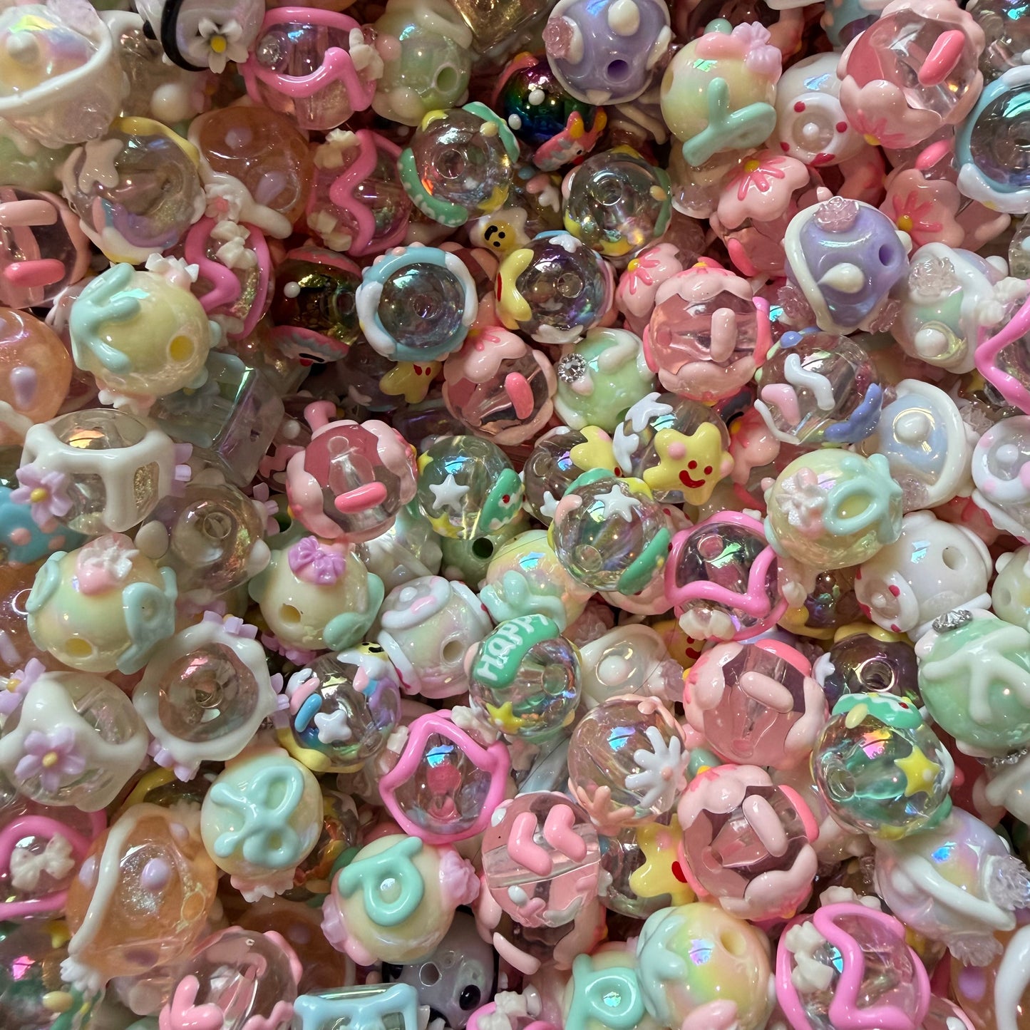 Painted Fancy Acrylic Bead Mix 10PK