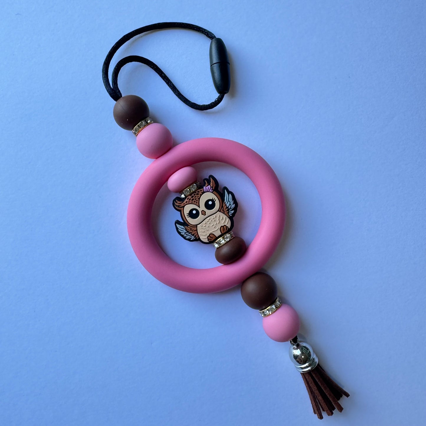 Pink Owl Car Charm