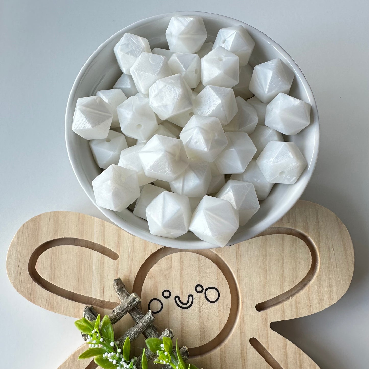 Hexagon White Pearl Beads