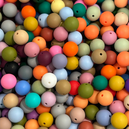 100pcs Mixed 15mm Solid Silicone Beads