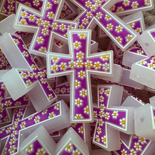 Purple Cross With Flowers