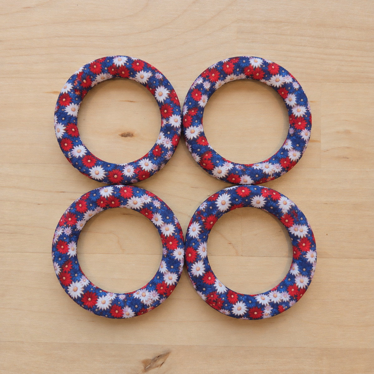 Red, White & Blue Flowered