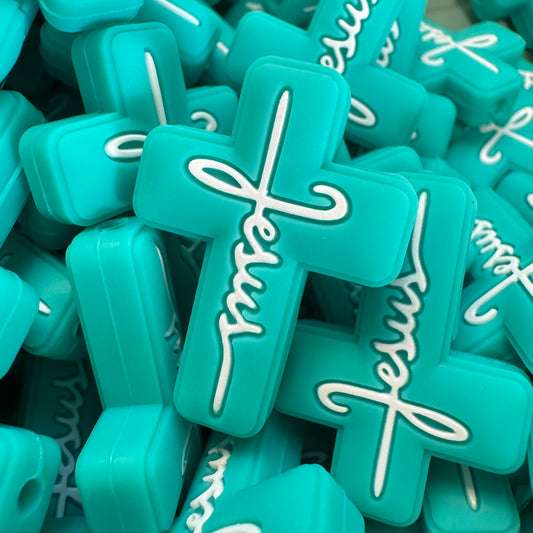 Turquoise Jesus Cross