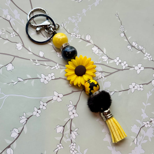 Black & Yellow Sunflower Keychain