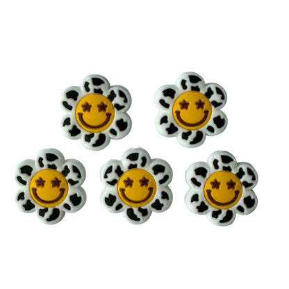 Black & White Flower Smiley Face