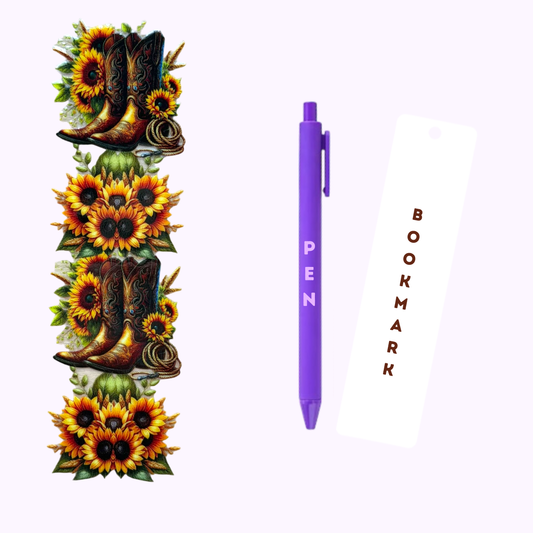 Boots & Sunflowers Pen/Bookmark Wrap #69