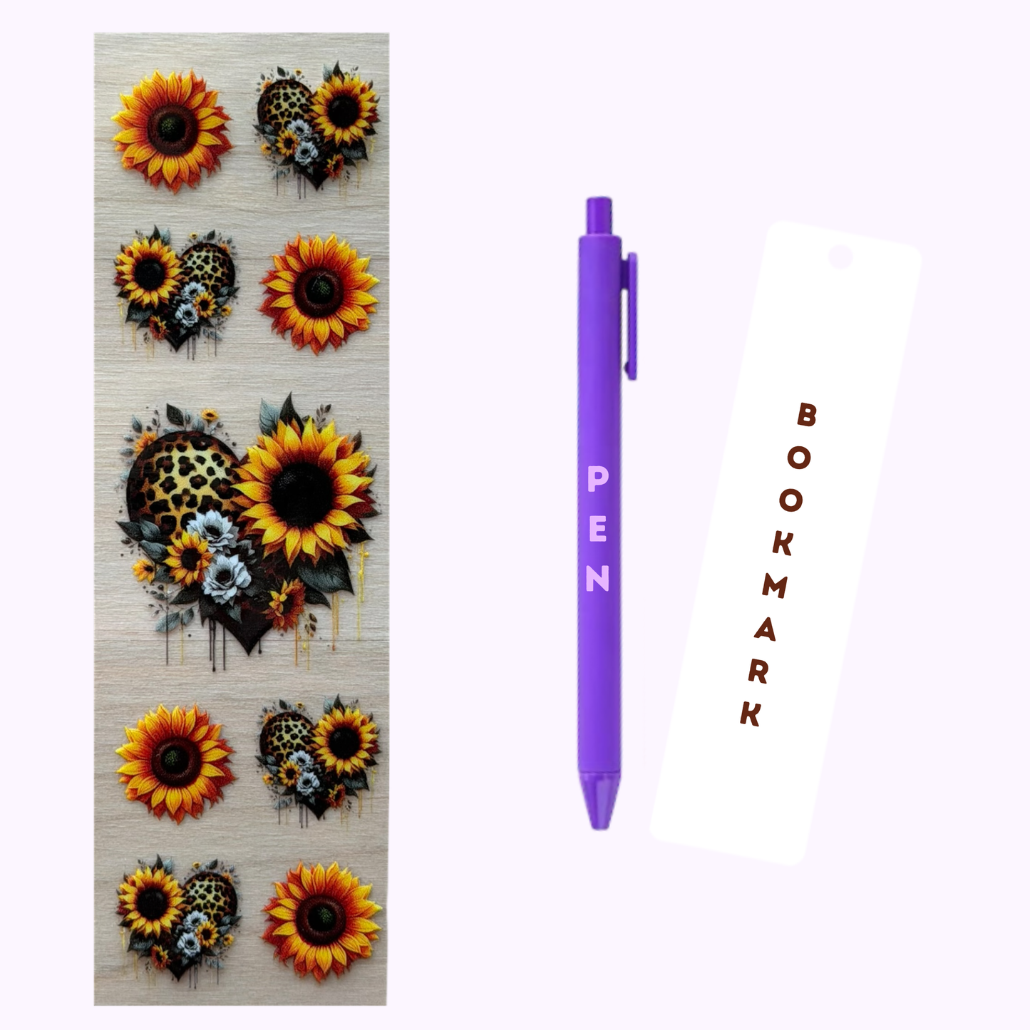 Sunflower & Hearts Pen/Bookmark Wrap #55