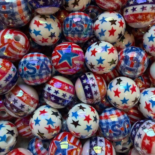 Red, White, Blue Bead Mix 20PK