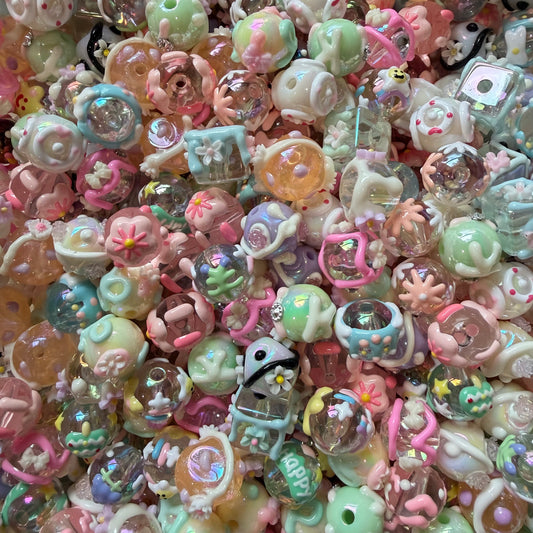 Painted Fancy Acrylic Bead Mix 10PK