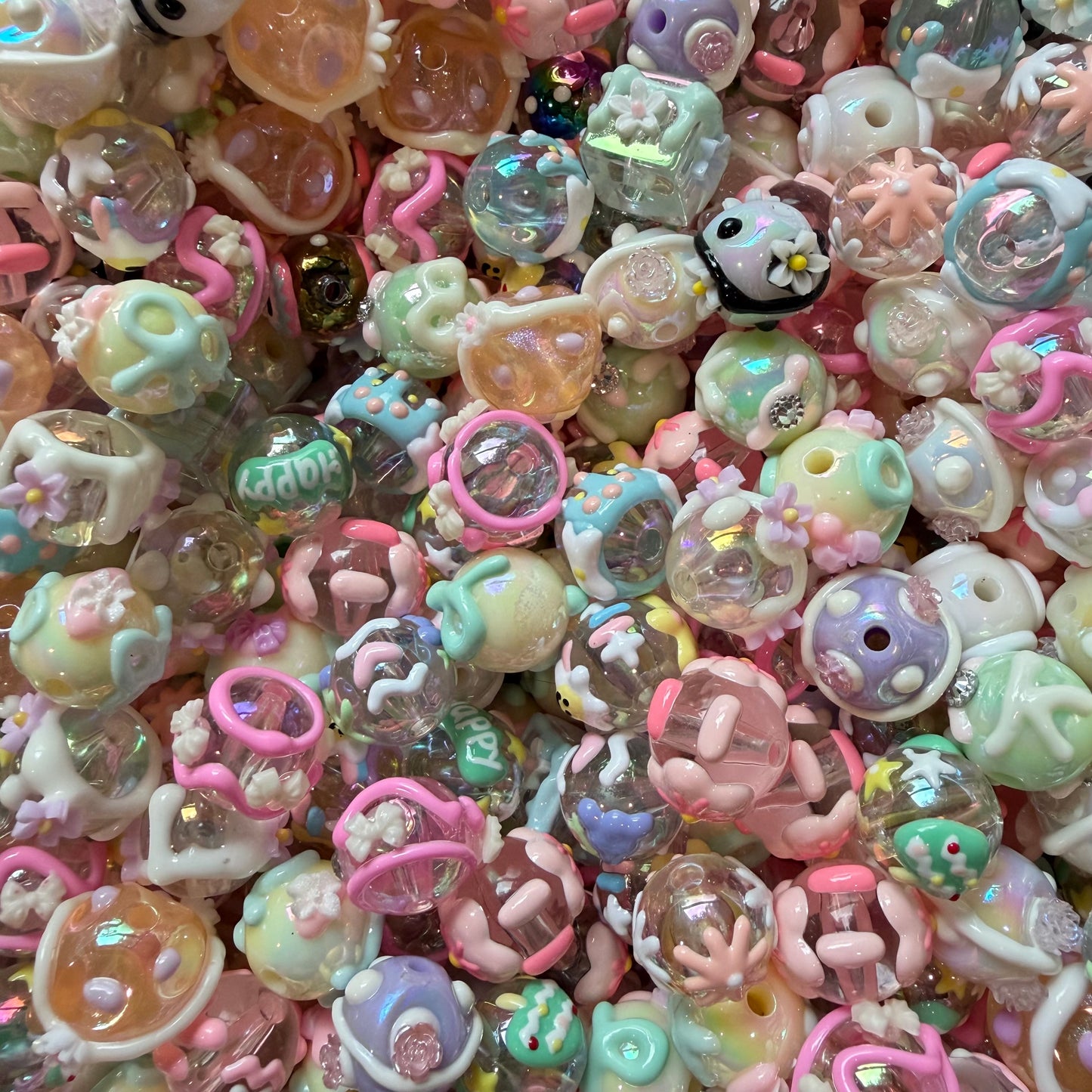 Painted Fancy Acrylic Bead Mix 10PK