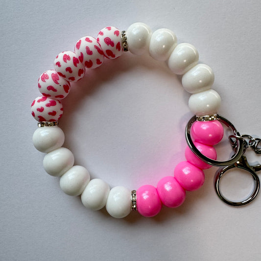 Pink & White Rubber Duck Wristlet Keychain