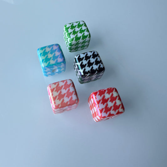 Houndstooth Cube Beads 12pcs