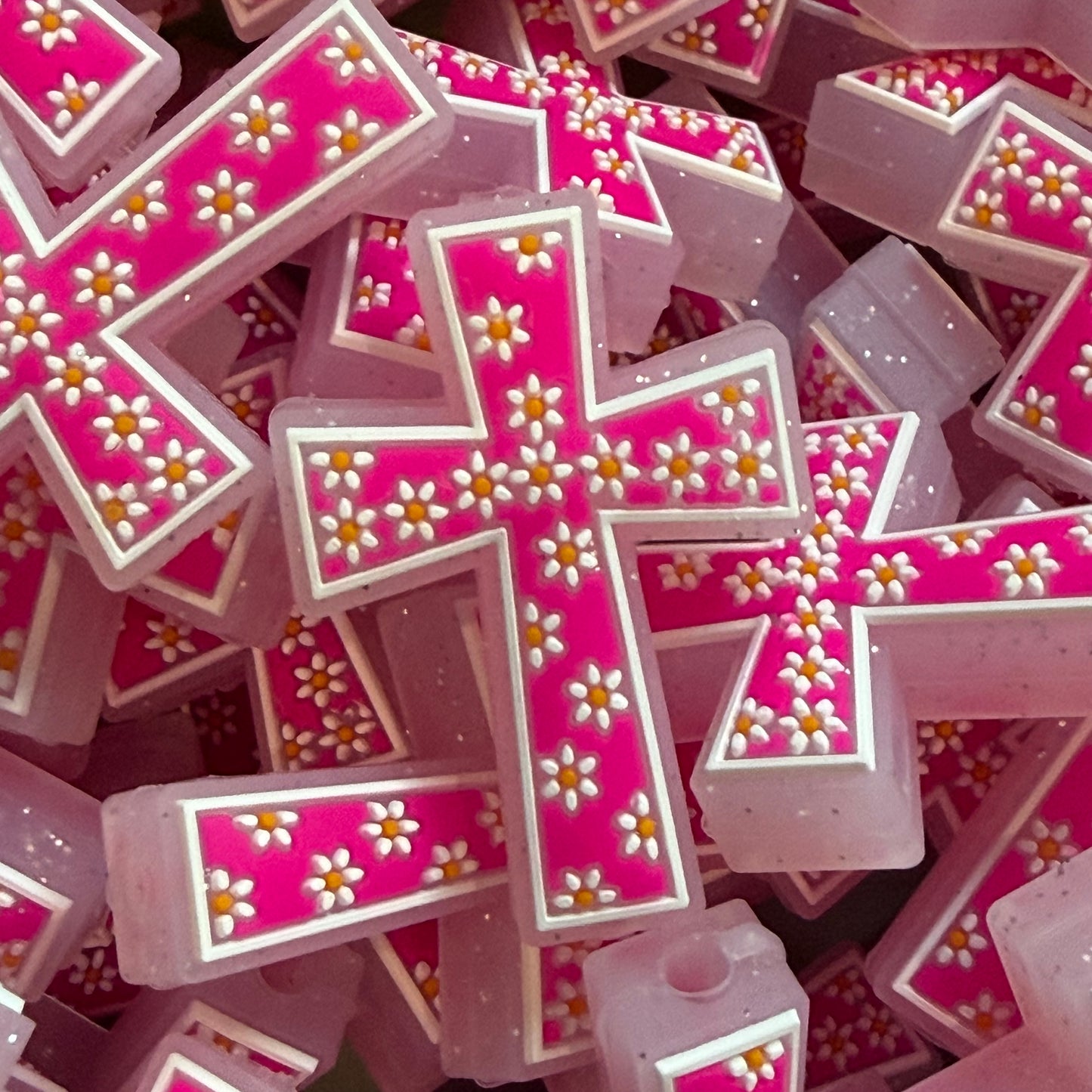 Pink Flower Cross