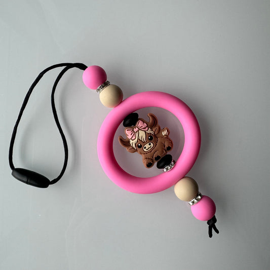 Pink Baby Cow Car Charm