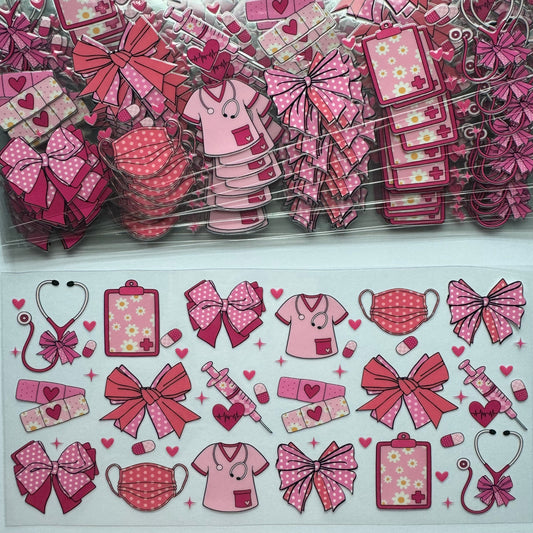 Pink Scrubs & Bows Cup Wrap #53