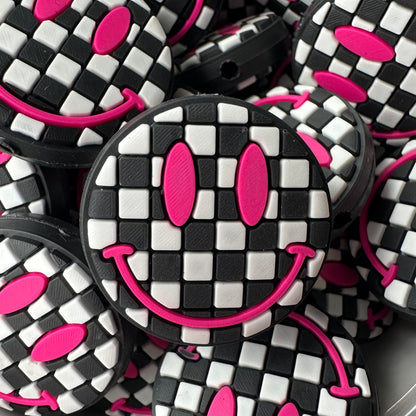 Pink Checker Smiley Face