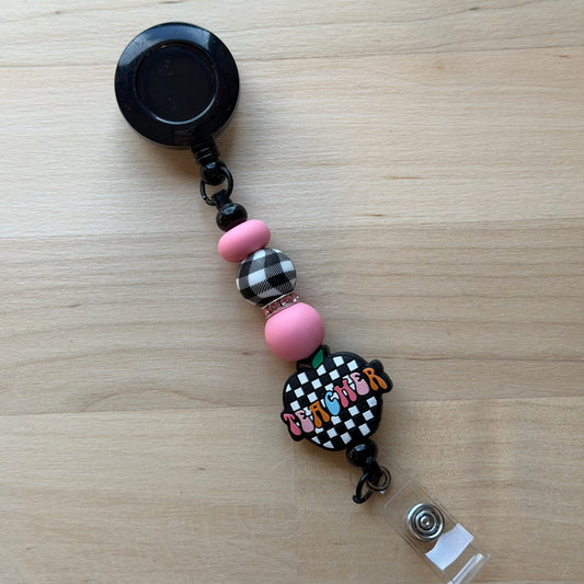Plaid Teacher Badge Reel