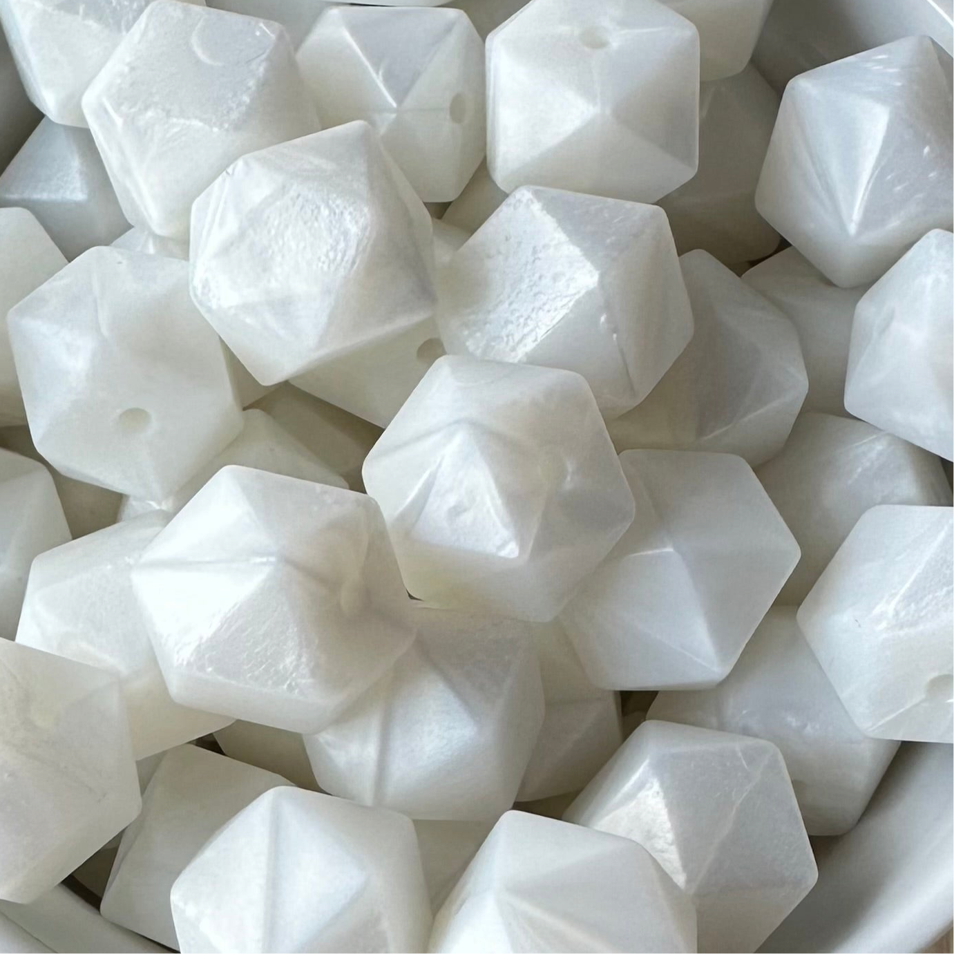 Hexagon White Pearl Beads