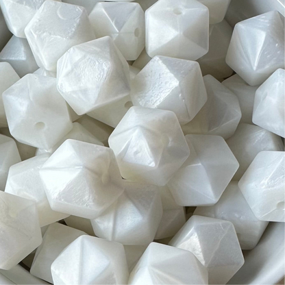 Hexagon White Pearl Beads