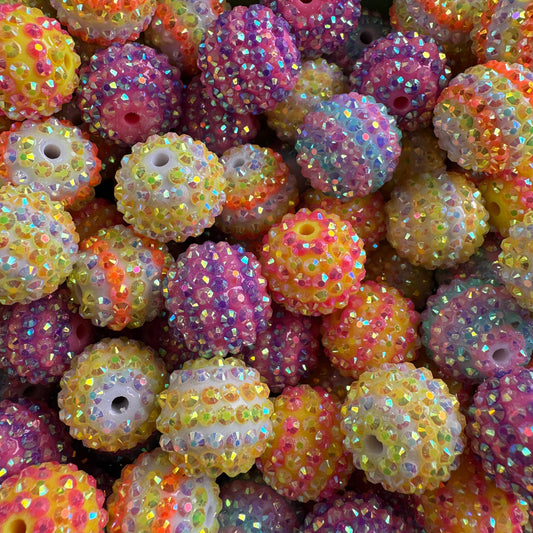 20MM Striped Rhinestone Mix 25PK