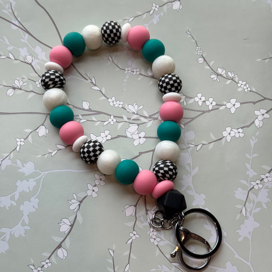 Checkered Teardrop Wristlet Keychain