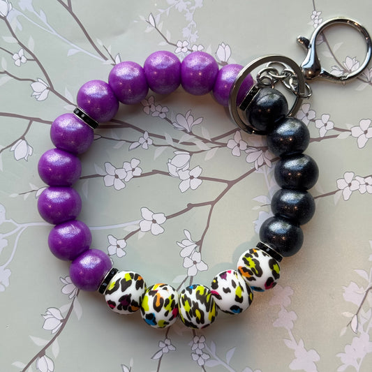 Purple Leopard Wristlet