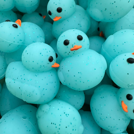 3D Glitter Blue Duck
