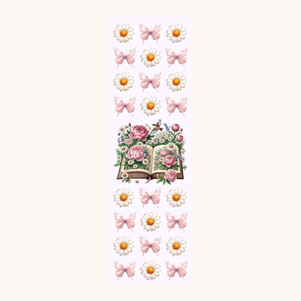 Book with Flowers and Pink Butterflies