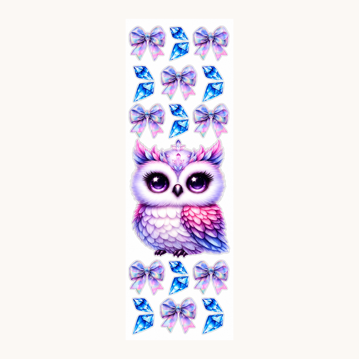Owl with Bows and Diamonds