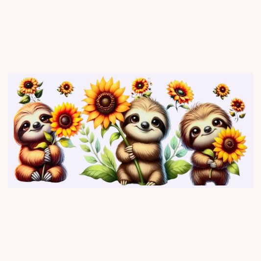 3 Sloths with Sunflowers