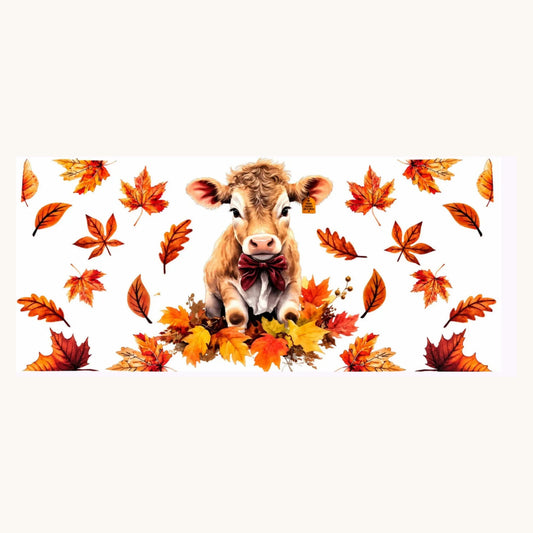 Calf in Fall Leaves
