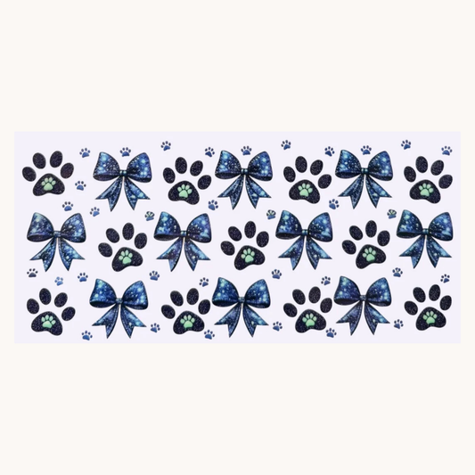 Blue Paw Prints & Bows