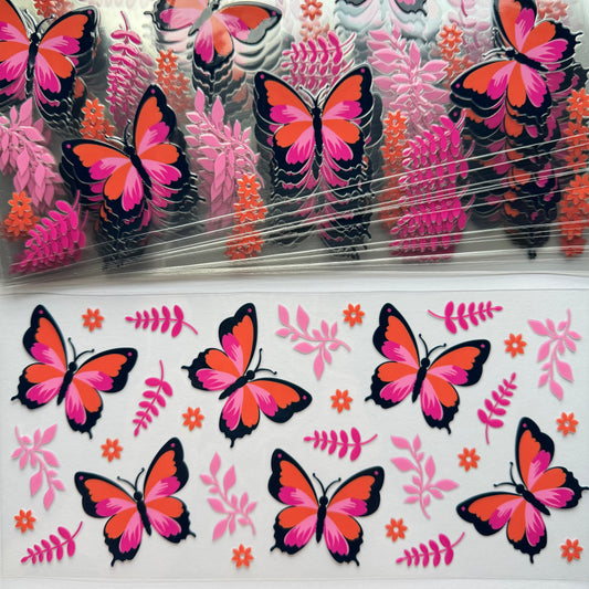 Pink & Orange Butterflies Cup Wrap #107A