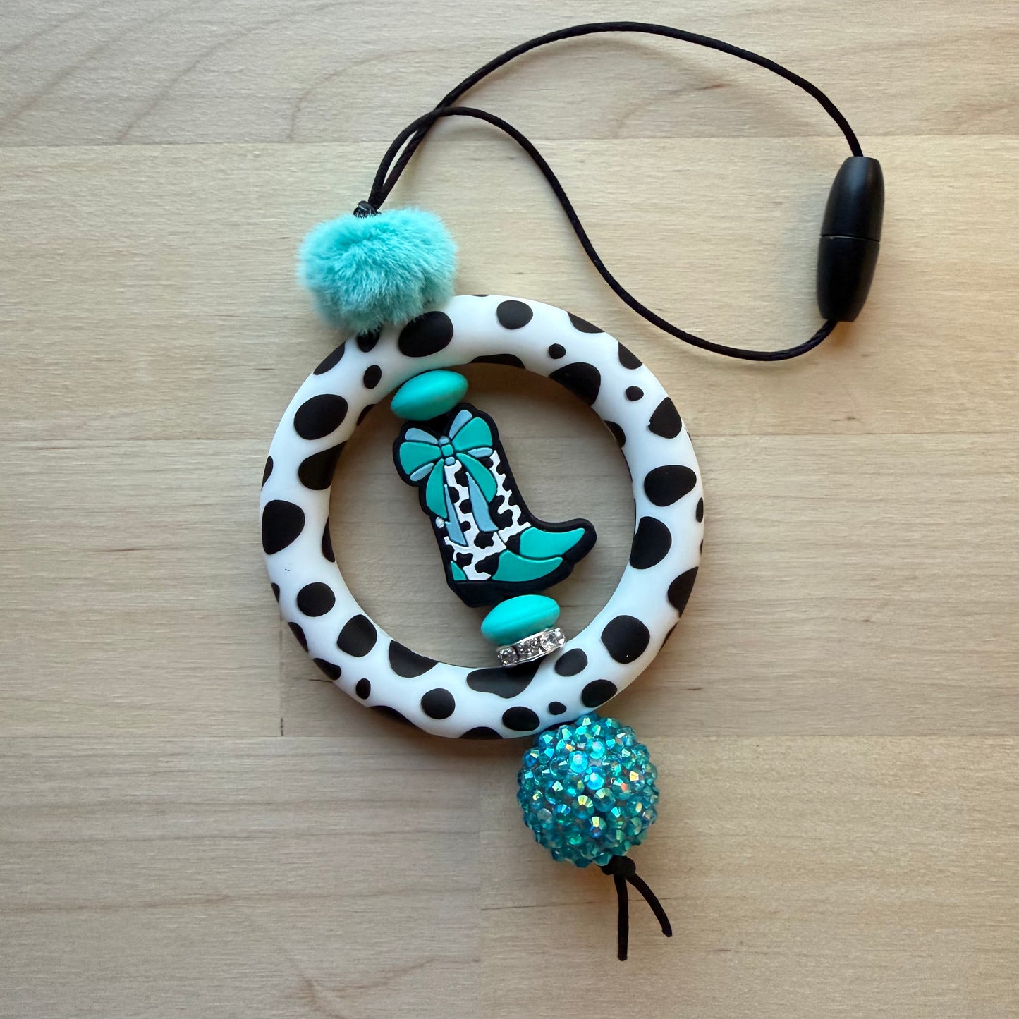 Teal Boots Car Charm