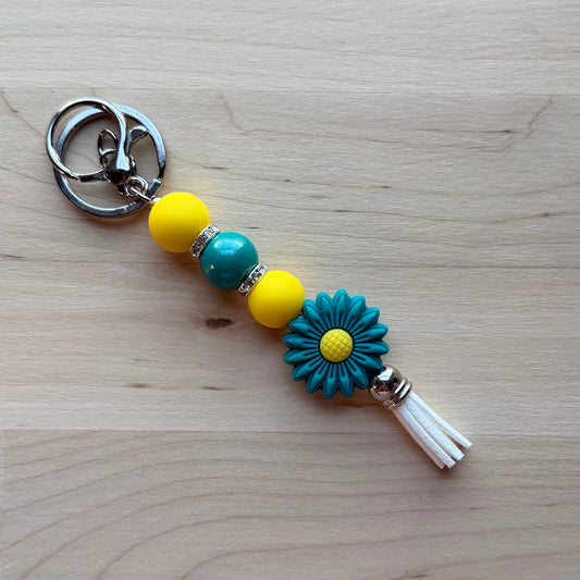 Teal Flower Keychain