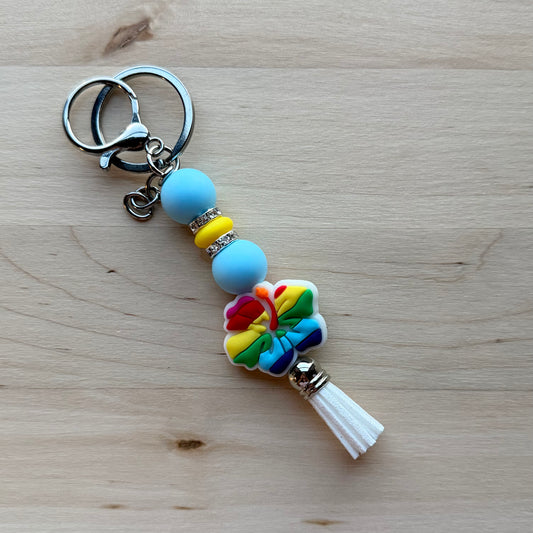 Colorful Hibiscus Keychain