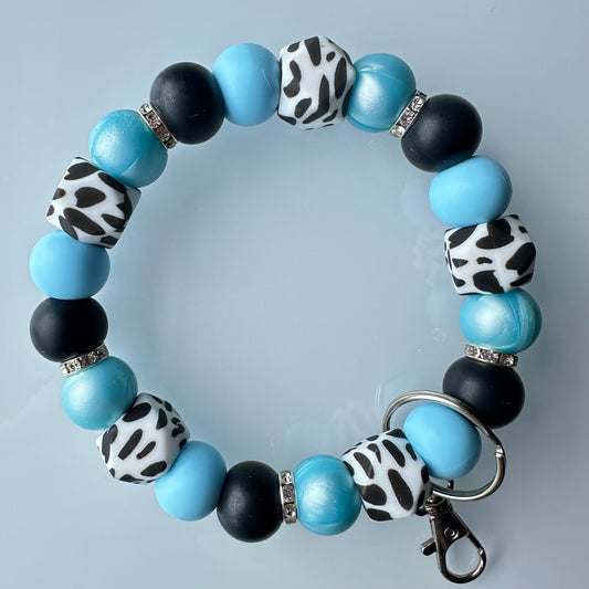 Hexagon Cow Wristlet Keychains
