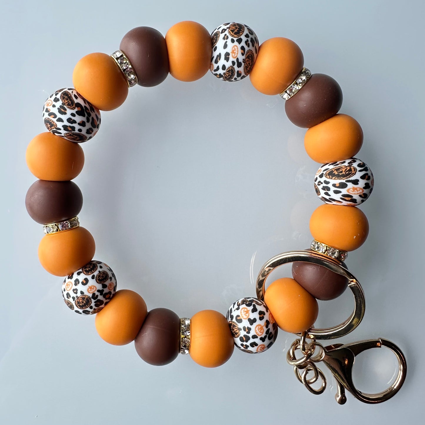 Pumpkin Leopard Wristlet