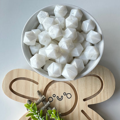 Hexagon White Pearl Beads