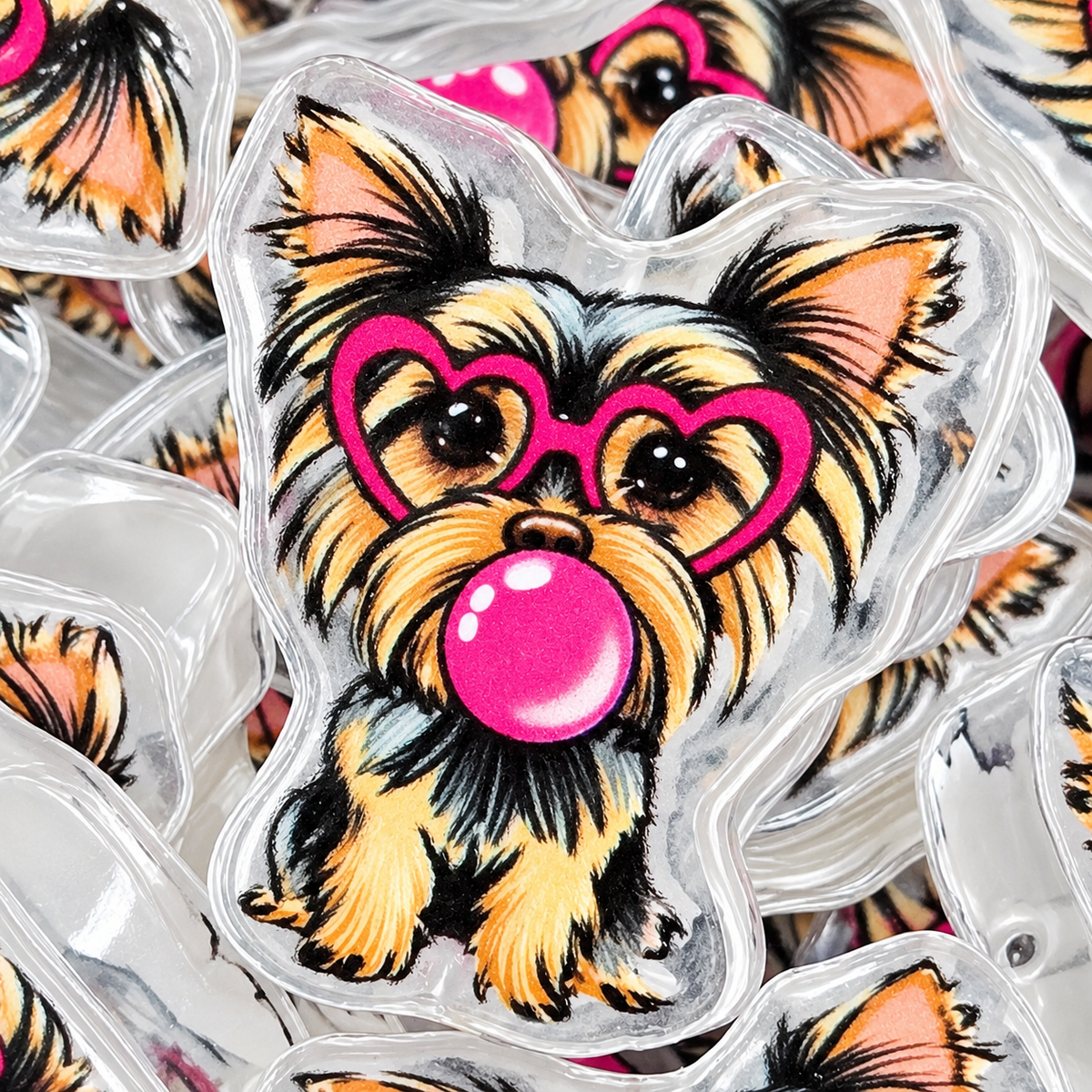 Yorkie Blowing Bubble