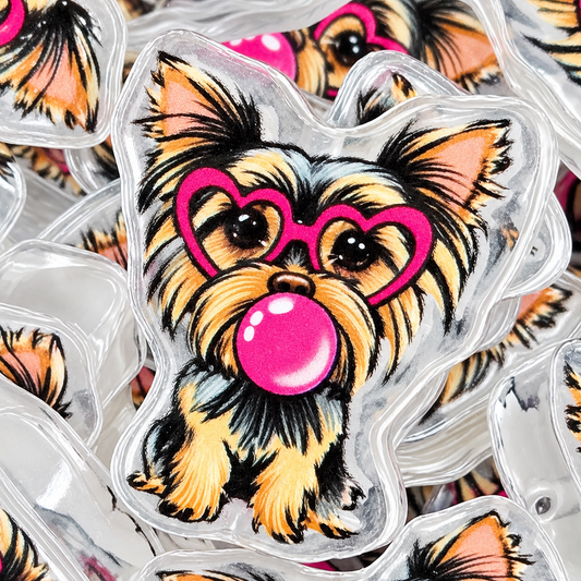 Yorkie Blowing Bubble